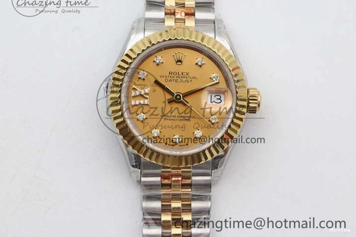 MiroTime 0420 Minimalist Datejust 28mm 279179 SS YG TWF Best Edition Gold Diamonds Markers Dial on SS YG Jubilee Bracelet NH 2141